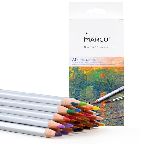 MARCO Buntstifte für Kinder – 24 wasserlösliche Farben, Sechskantformat, ideal für Kinder und Erwachsene, Schulstart-Geschenk, Naturholz, leicht zu tragen -7120 Serie
