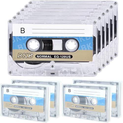 ASOFTY 10 Pièces Cassettes Audio Vierges, 90 Minutes Faible Bruit Cassettes Audio, Cassettes Audio de Musique, Cassettes Audio Transparent pour Enregistrement, Étude, Réunion, Musique