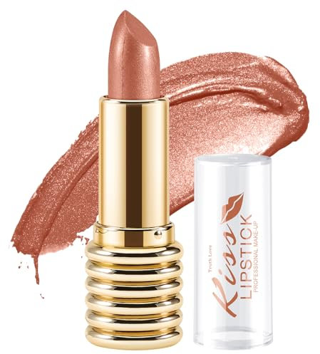 Boobeen Glitzer Lippenstift für Frauen Metallic Lip Stick Sparkling Shine Lip Makeup, Bold Smooth Lip Color High Pigment Langlebig, Creamy Lipstick Full Coverage