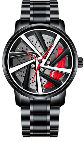 CIVO Herren Uhr Edelstahl Armbanduhr: Analog Uhren Herren Quarz Felgenuhr - Wasserdicht Männer Uhr Schwarz Ziffernblatt