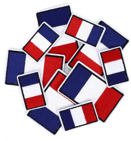 MWOOT Écusson Français, Patchs Drapeau Français, Lot de 10 Patch France, Pièces pour Applications Brodées pour sac à dos Vêtements Chapeaux Vestes Jeans Décoration
