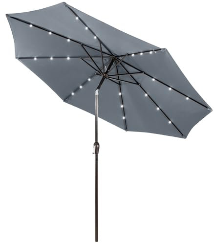 RELAX4LIFE Ombrellone da Giardino 3m/2,7m/2,3m con Luci LED, Ombrellone da Esterno per Protezione Solare, Ombrellone Parasole per Terrazza, Balcone, Spiaggia (Navy-3M)