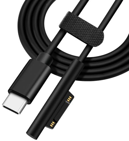 AIYEEN USB-C Male to Surface Magnetic Charging Cable, Supports PD up to 45W (15V/3A) Fast Charging, Compatible with Microsoft Surface Pro 7/6/5/4/3 Go/Book Surface Laptop 4/3/2, 1.5m/4.92ft