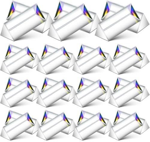 SiliFine 30 Packs Clear Triangular Prism 2.5 inch Optical Glass Triple Prisms for Photo Photography School Classroom Teaching Light Spectrum Physics Optics Set