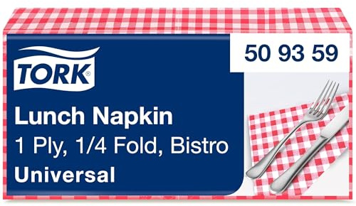 Tork Bistrored Lunchserviette, 1/4-Falz, 1-lagig, 33 cm × 33 cm, 8 × 400 Servietten, 509359