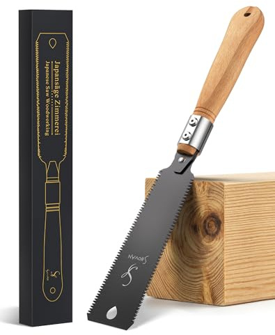 Japansäge Ryoba 2-seitig – Japanische Zugsäge für Holz, 11/17 TPI Holzsäge | SK5 Stahl 0,6 mm Blatt, extrem scharf für präzise & saubere Schnitte, Feinsäge für Heimwerker & Tischler