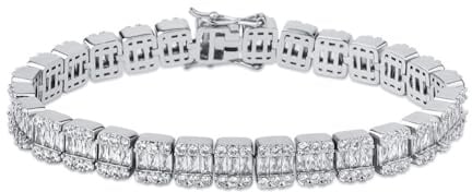 SLCHJX 18K Weißgold Moissanite Baguette Tennisarmband ， 10mm geometrisches Design ， 8 Zoll Fashion Schmuckgeschenk für alle