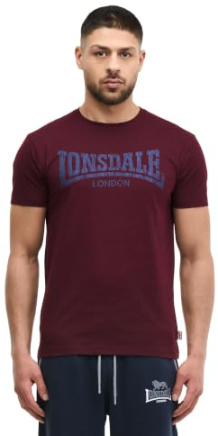 Lonsdale Herren-T-Shirt aus Baumwolle in normaler Passform für den Alltag | Großer Logo-Aufdruck vorn, weiche gekämmte Baumwolle, T-Shirt mit kurzen Ärmeln, ideal für Reisen und als Freizeitkleidung