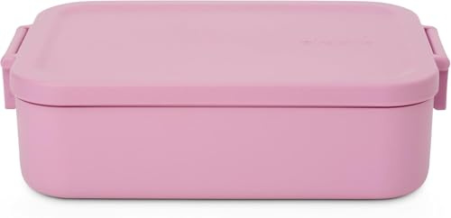 Brabantia Make & Take Lunch Box (1,1 l), Brotdose mit Fächern für getrennte Aufbewahrung, Behälter mit Clip-Deckel, spülmaschinen- und mikrowellenfest, Lilac Pink, 20 x 13.5 x 5.5 cm