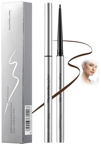 Retractable Eyeliner Pencil, Dark Brown Fine Tip, Twist-Up, 1-Pack | Silver-Coloured Cylindrical Barrel With Removable Cap, Precise Line Application, For Daily Make-Up And Evening Eye Detailing