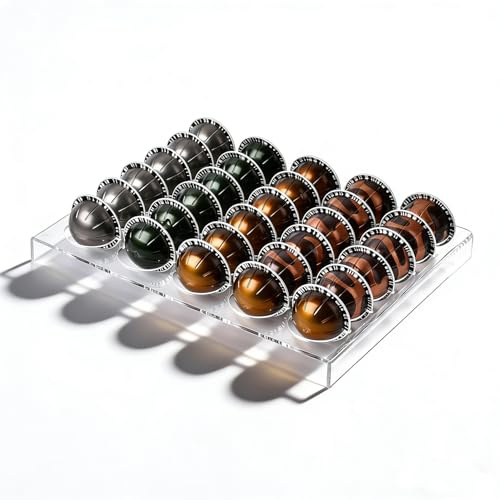 Coffee Pod Holder, NEWRAIN Coffee Capsule Storage Tray Drawer Insert Organizer Holds 30 Pods Compatible with Nespresso Vertuoline Capsules Drawer of Kitchen, Home