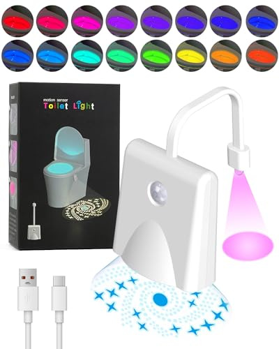 Neialla Upgraded Type-C Rechargeable Toilet Light with Precision Projection, Motion Activated 16-Color LED Night Light, Universal Fit & IP68 Waterproof, Smart Bathroom Decor & High-Tech Home Gadget
