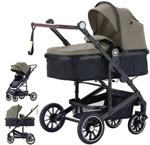 Daliya NEOMOVE 2in1 Kinderwagen | Babywanne & Sportsitz in einem | Buggy | Alu-Rahmen Reisekinderwagen | Kombikinderwagen mit großen Einkaufskorb | für Stadt und Gelände (Schwarz-Braun)