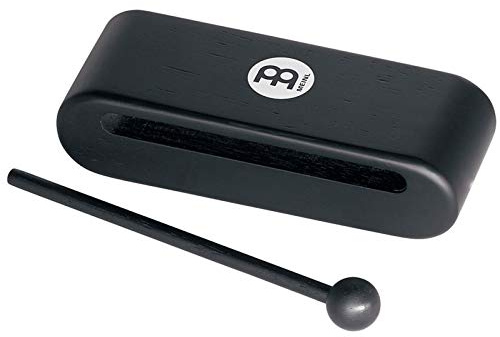 Meinl Percussion Wood Block Instrument - Mittelgroßes Schlaginstrument inkl. Holzschlägel - Siam Eiche, Schwarz (MWB1BK)