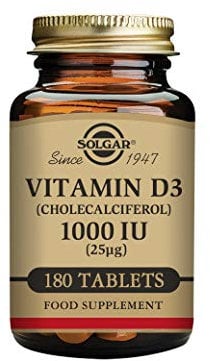 Solgar Vitamin D3 (Cholecalciferol) 1000 IU (25 µg) Tablets - Food Supplement, Pack of 180 Capsules - For Healthy Bones, Teeth and Muscle Function - Supports Immunity - Gluten Free