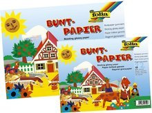 folia Glanzpapier-Bastelheft, 12 Blatt, farbig sortiert