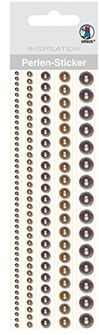 Ursus 75010008 - Perlen Sticker, Bordüren, rund, braun, 5 Stück in verschiedenen Größen, selbstklebend, einfach von der Folie abzuziehen, in verschiedenen Farbtönen