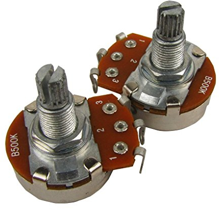 Musiclily B500K Metric Split Shaft Pots Linear Taper Potentiometers for Electric Guitar Bass (Set of 2)