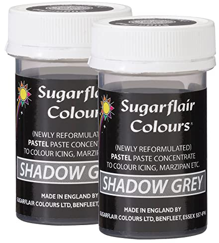 Sugarflair Shadow Grey Pastel Food Colouring Paste, Highly Concentrated for Use with Sugar Pastes, Buttercream, Royal Icing or Cake Mix, Subtle Colour Dye - 25g (Pack of 2)