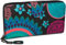 styleBREAKER Damen Geldbörse mit Buntem Blumen Blüten Mandala Muster, Ethno Style, Reißverschluss, Portemonnaie 02040040, Farbe:Schwarz-Türkis-Blau