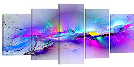 Impression sur toile 5 parties multicolores - Décoration murale pour la maison et le bureau de Wieco Art