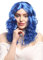 WIG ME UP - XR-010-PC3 Perücke Damen Karneval Fasching lang Volumen Locken lockig Mittelscheitel Blau 50 cm