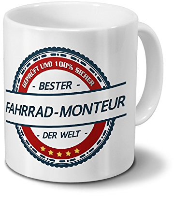 printplanet Tasse mit Beruf Fahrrad-Monteur - Motiv Berufe - Kaffeebecher, Mug, Becher, Kaffeetasse - Farbe Weiß