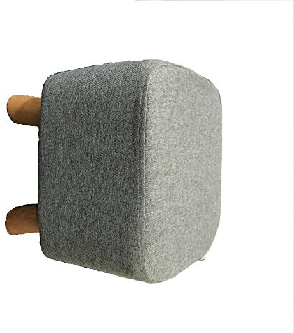 Hampton & Stewart Luxury Wooden Footstool Ottoman Square Pouffe Stool Wooden 4 Legs Padded (Grey)