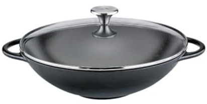 Küchenprofi Provence Wok en fonte avec couvercle en verre 30 cm