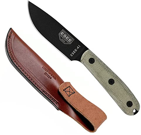 Esee Knives ESEE-4,PE w/Modified Hndl,Brwn Lethr Shth