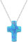 ZeSen Jewelry Blau Opal-Kreuz-Anhänger-Halskette Sterlingsilber-Charme-Kragen-Halskette (2) Himmelblau