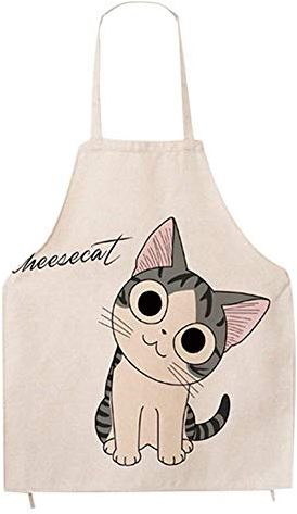 Phantomon Schürze mit süßem Katzen-Motiv, japanischer Stil, lustige Baumwolle Schürze der Katze (Adult Size, Smile)