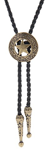 COOLLA Bolo-Krawatte, handgefertigt, Western-Cowboy-Anhänger, Schwarz, Vintage-Türkis, für Damen und Herren (Bronze), Schwarz, 70 cm