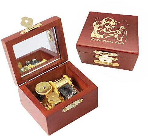 Youtang Aufziehbare Spieluhr mit, Geschnitzte Holzbox, Goldmechanik, Musikgeschenk mit Spiegel für Weihnachten, Geburtstag, Valentinstag