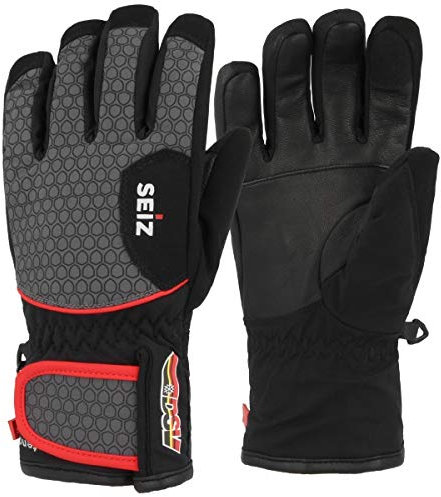 SEiZ Erwachsene Tender Handschuhe, Schwarz/Grau, 9