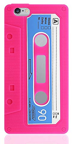 Newtop Cover Compatibile per iPhone 6 6S, Custodia Morbida TPU Cassetta Disegno Stile retrò Gel Silicone Posteriore (per iPhone 6-6S, Fucsia)