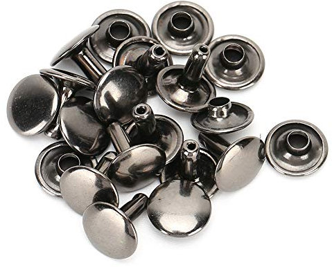 200 Ensembles de Rivets en Cuir Ronds, Champignon à Double Couverture Clou Clou Bricolage Bouton en Métal pour Jeans Chaussures Sacs Vêtements Outil de Fixation, 10x10mm(Noir)