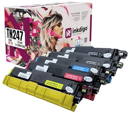 TN-247 XL - Set mit 5X Toner kompatibel mit Brother DCP-L 3510 3517 3550 HL-L 3210 3230 3270 3280 MFC-L 3710 3730 3740 3750 3770 (2X schwarz, 1x Cyan, Magenta, gelb)
