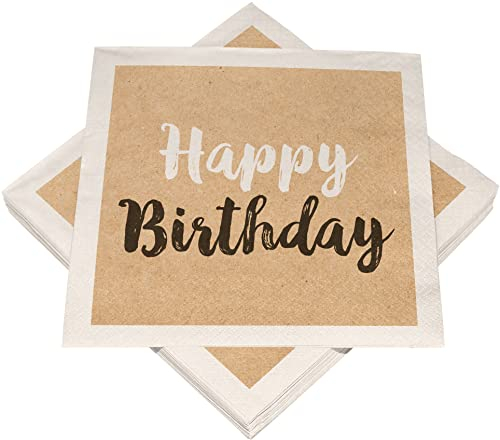 HEKU 100 Servietten, 3-lagig, 33x33cm I Saugstark und praktisch verpackt I Ideal für Hochzeiten, Jubiläen und besondere Anlässe, Birthday nature