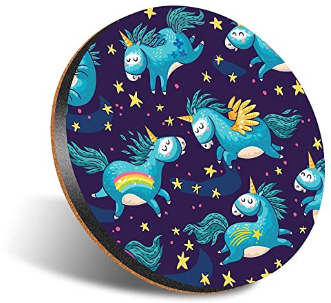 DV DESIGN 1 x Eco Round 12cm Coaster - Unicorn Horses Pattern Horse Unicorns Drink Cup Mug Glass Table Protection Mat #46392