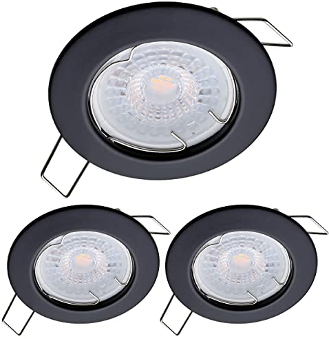 Oktaplex Lighting 3er Set LED Einbaustrahler Sedan - mit LED Modul 4,8W 4000K 230V 380lm Neutralweiß 110° - Spot Schwarz Lochmaß 60mm