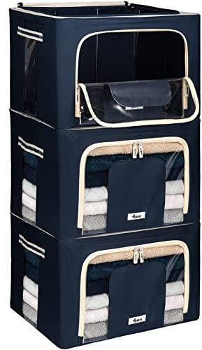 4CONVY Solid, Foldable Clothes Storage Box with Zipper - [2024 UPGRADED MATERIAL] Storage Bag for Duvets, Clothes, Bedding - Storage Box for Garments with Window