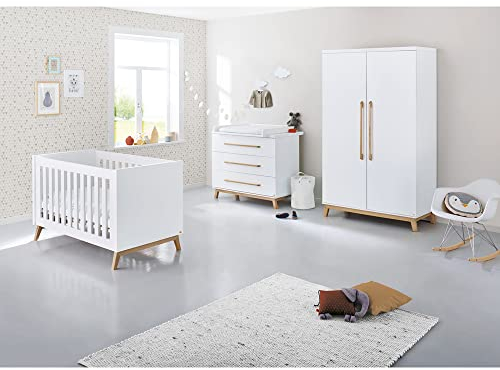 Lomadox Babyzimmer inkl. Wickelaufsatz abnehmbar in weiß edelmatt