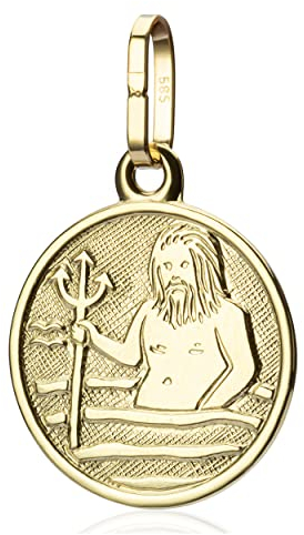 NKlaus Kettenanhänger Sternzeichen Wassermann klein 585 Gelbgold 12,3mm Zodiak Horoskop 9575