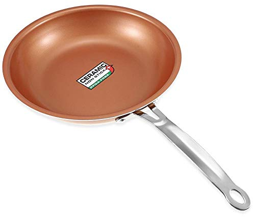 COTBY Bratpfanne Kupferpfanne Antihaft-Bratpfanne Aluminium,Bratpfanne mit Keramikbeschichtung,Bratpfanne,Omelette Induktionskompatibel 24 cm (9,44 Zoll),Kupfer,24 cm Bratpfanne