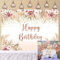 7X5FT Happy Birthday Floral Backdrop Boho rosa Blumen Fotografie Hintergrund Mädchen Willkommen süße Party Kuchen Tischdekorationen Fotokabine