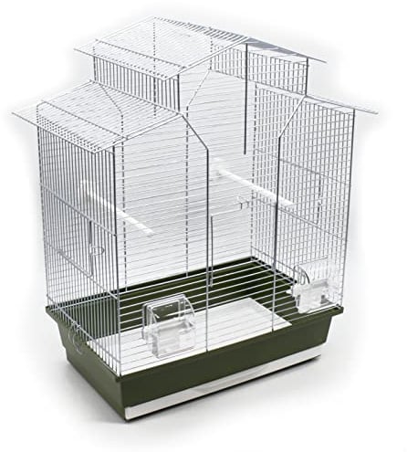 Zoopaul XL Vogelkäfig IZA 2 II olivgrün weiß 52x30x60 cm Wellensittiche Kanarien Käfig