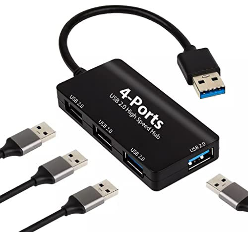 Pipestation USB Hub 4 Port - 4in1 USB Multiport Adapter - Compact USB Port Hub - High Speed USB Port Hub - Multi USB Port Adapter for PC Laptop, Keyboard, Mouse, Flash Drive - 4 Port USB Hub
