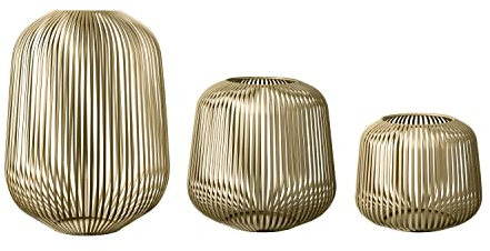 blomus Laterne Lito 3er Set | Champagne | Größe S,M und L | 20L x 20B x 17H cm | 28L x 28B x 27H cm | 33L x 33B x 45H cm | Kerzenhalter Champagne | Windlicht aus Edelstahl | Laterne Deko