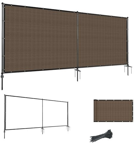 Goleray 1,5 m di altezza x 30,5 cm di larghezza, pannelli di recinzione indipendenti per esterni, con pali in ferro, copertura temporanea per patio, cortile, giardino, terrazza, marrone